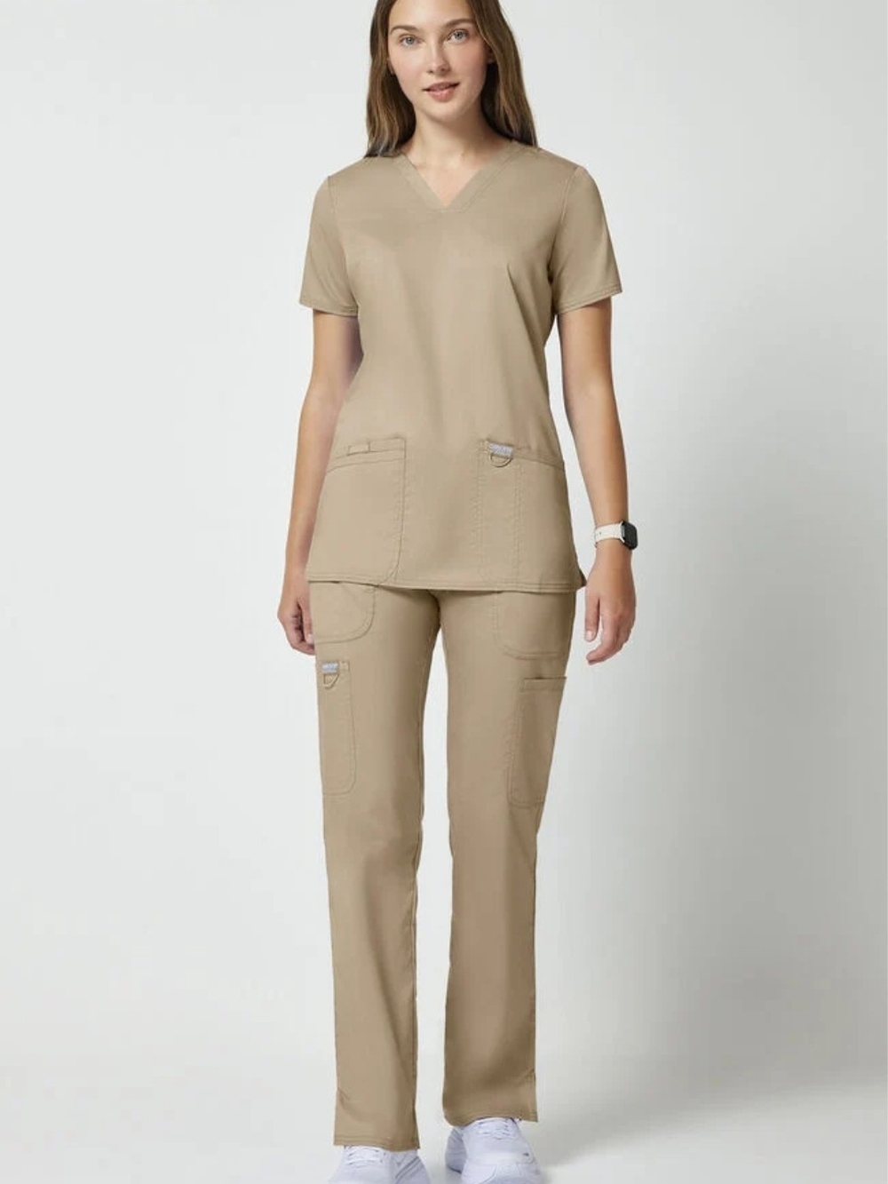 Women's Khaki/Beige Scrub Set, Size 5X